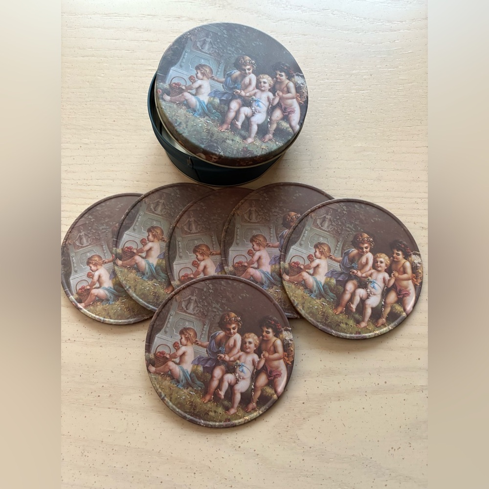Vintage Cherub Coaster Set w/Cork Bottoms